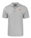 Texas Longhorns College Vault Cutter & Buck Pike Eco Tonal Geo Print Stretch Recycled Mens Polo Elemental Grey Mannequin Thumbnail Image