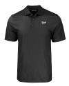Vanderbilt Commodores College Vault Cutter & Buck Pike Eco Tonal Geo Print Stretch Recycled Mens Polo Black Mannequin Thumbnail Image