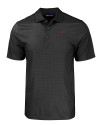 SMU Mustangs College Vault Cutter & Buck Pike Eco Tonal Geo Print Stretch Recycled Mens Polo Black Mannequin Thumbnail Image