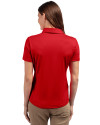 Delaware State Hornets Cutter & Buck Prospect Eco Textured Stretch Recycled Womens Short Sleeve Polo Red Back Thumbnail Image