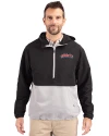 Delaware State Hornets Cutter & Buck Charter Eco Recycled Mens Anorak Jacket Black/Polished Front Thumbnail Image