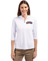 Delaware State Hornets Cutter & Buck Virtue Eco Pique Recycled Half Zip Pullover Womens Hoodie White Front Thumbnail Image