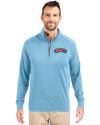 Delaware State Hornets Cutter & Buck Adapt Eco Knit Stretch Recycled Mens Quarter Zip Pullover Atlas Light Blue Front Thumbnail Image