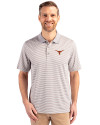 Texas Longhorns Cutter & Buck Forge Tonal Stripe Stretch Mens Big and Tall Polo Polished Medium Gray Front Thumbnail Image
