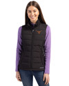 Texas Longhorns Cutter & Buck Evoke Hybrid Softshell Recycled Womens Full Zip Vest Black Front Thumbnail Image