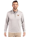 Texas Longhorns Cutter & Buck Stealth Heathered Quarter Zip Mens Pullover Polished Medium Gray Front Thumbnail Image