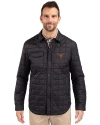 Texas Longhorns Cutter & Buck Rainier PrimaLoft® Mens Eco Insulated Quilted Shirt Jacket Black Front Thumbnail Image
