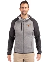 Texas Longhorns Cutter & Buck Mainsail Full Zip Hooded Mens Jacket Polished Heather/Charcoal Heather Front Thumbnail Image