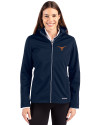 Texas Longhorns Cutter & Buck Evoke Softshell Recycled Full Zip Womens Jacket Navy Blue Front Thumbnail Image