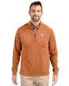 Texas Longhorns Cutter & Buck Adapt Eco Knit Heather Mens Quarter Zip Pullover Texas Orange Heather Front Thumbnail Image
