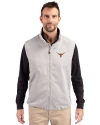 Texas Longhorns Cutter & Buck Charter Eco Recycled Mens Full-Zip Vest Polished Medium Gray Front Thumbnail Image