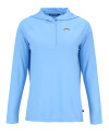 Los Angeles Chargers Cutter & Buck Coastline Epic Comfort Recycled Womens Hooded Shirt Atlas Light Blue Mannequin Thumbnail Image