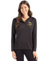 Minnesota Vikings Cutter & Buck Coastline Epic Comfort Recycled Womens Hooded Shirt Black Front Thumbnail Image