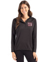 New York Giants Cutter & Buck Coastline Epic Comfort Recycled Womens Hooded Shirt Black Front Thumbnail Image