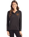 Washington Commanders Cutter & Buck Coastline Epic Comfort Recycled Womens Hooded Shirt Black Front Thumbnail Image
