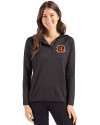 Cincinnati Bengals Cutter & Buck Coastline Epic Comfort Recycled Womens Hooded Shirt Black Front Thumbnail Image