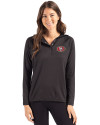 San Francisco 49ers Cutter & Buck Coastline Epic Comfort Recycled Womens Hooded Shirt Black Front Thumbnail Image