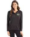 Green Bay Packers Cutter & Buck Coastline Epic Comfort Recycled Womens Hooded Shirt Black Front Thumbnail Image
