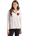 View image 4: Baltimore Orioles Cooperstown Cutter & Buck Coastline Recycled Double Peached Womens Hooded Pullover CONCRETE Front