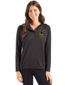 Pittsburgh Steelers Historic Cutter & Buck Coastline Epic Comfort Recycled Womens Hooded Shirt Black Front Thumbnail Image