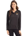 Virginia Tech Hokies College Vault Cutter & Buck Coastline Epic Comfort Recycled Womens Hooded Shirt Black Front Thumbnail Image