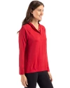 Gonzaga Bulldogs College Vault Cutter & Buck Coastline Epic Comfort Recycled Womens Hooded Shirt Cardinal Red Side Thumbnail Image