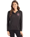 Birmingham Barons Cutter & Buck Coastline Epic Comfort Recycled Womens Hooded Shirt Black Front Thumbnail Image