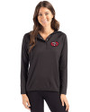 San Francisco 49ers Historic Cutter & Buck Coastline Epic Comfort Recycled Womens Hooded Shirt Black Front Thumbnail Image
