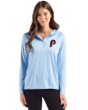 Philadelphia Phillies Cooperstown Cutter & Buck Coastline Epic Comfort Recycled Womens Hooded Shirt Atlas Light Blue Front Thumbnail Image