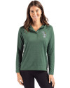 Athletics Cooperstown Cutter & Buck Coastline Epic Comfort Recycled Womens Hooded Shirt Hunter Green Front Thumbnail Image