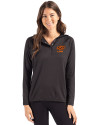 Oklahoma State Cowboys Alumni Cutter & Buck Coastline Epic Comfort Recycled Womens Hooded Shirt Black Front Thumbnail Image