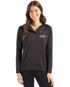 Louisville Cardinals Alumni Cutter & Buck Coastline Epic Comfort Recycled Womens Hooded Shirt Black Front Thumbnail Image