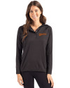 Idaho State Bengals College Vault Cutter & Buck Coastline Epic Comfort Recycled Womens Hooded Shirt Black Front Thumbnail Image