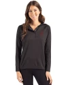 Alabama Crimson Tide Alumni Cutter & Buck Coastline Epic Comfort Recycled Womens Hooded Shirt Black Front Thumbnail Image