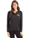LSU Tigers Cutter & Buck Coastline Epic Comfort Recycled Womens Hooded Shirt Black Front Thumbnail Image