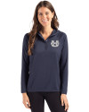 Utah State Aggies Cutter & Buck Coastline Epic Comfort Recycled Womens Hooded Shirt Navy Blue Front Thumbnail Image