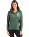 Charlotte 49ers Cutter & Buck Coastline Epic Comfort Recycled Womens Hooded Shirt Hunter Green Front Thumbnail Image
