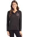 Ohio State Buckeyes- Cutter & Buck Coastline Epic Comfort Recycled Womens Hooded Shirt Black Front Thumbnail Image