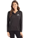 View image 1: Minnesota Golden Gophers Cutter & Buck Coastline Recycled Double Peached Womens Hooded Pullover Black Front