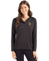 Idaho Vandals Cutter & Buck Coastline Epic Comfort Recycled Womens Hooded Shirt Black Front Thumbnail Image