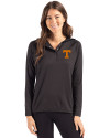 Tennessee Volunteers Cutter & Buck Coastline Epic Comfort Recycled Womens Hooded Shirt Black Front Thumbnail Image