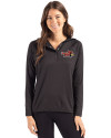 Illinois State Redbirds Cutter & Buck Coastline Epic Comfort Recycled Womens Hooded Shirt Black Front Thumbnail Image