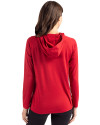New England Patriots NFL Helmet Cutter & Buck Coastline Epic Comfort Recycled Womens Hooded Shirt Cardinal Red Back Thumbnail Image