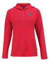 New England Patriots NFL Helmet Cutter & Buck Coastline Epic Comfort Recycled Womens Hooded Shirt Cardinal Red Mannequin Thumbnail Image