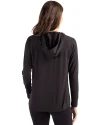 Minnesota Vikings NFL Helmet Cutter & Buck Coastline Epic Comfort Recycled Womens Hooded Shirt Black Back Thumbnail Image