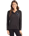 View image 1: New York Giants NFL Helmet Cutter & Buck Coastline Recycled Double Peached Womens Hooded Pullover Black Front
