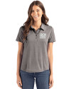 View image 4: New York Giants Historic Cutter & Buck Coastline Recycled Double Peached Womens Polo Elemental Grey Front