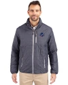 View image 1: Miami Dolphins Americana Cutter & Buck Rainier Recycled Insulated Puffer Mens Full Zip Jacket Anthracite Melange Front
