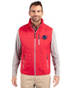 Miami Dolphins Americana Cutter & Buck Rainier PrimaLoft® Mens Eco Insulated Full Zip Puffer Vest Red Front Thumbnail Image