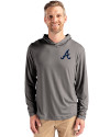 Atlanta Braves Cutter & Buck Coastline Epic Comfort Recycled Mens Hooded Shirt Elemental Grey Front Thumbnail Image